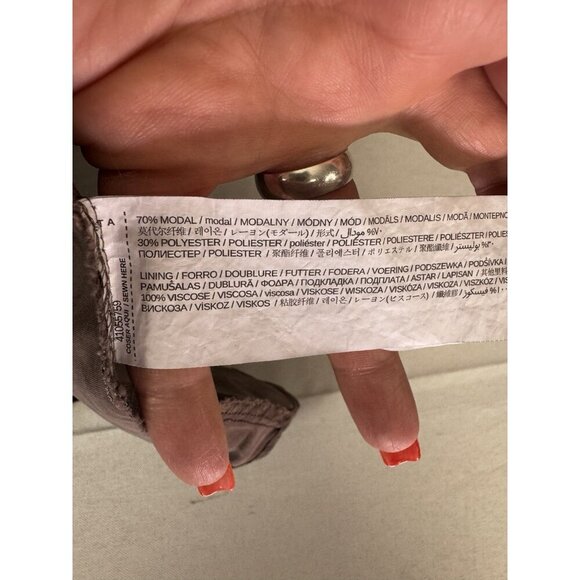 MNG Womens Taupe Midi Wrap Dress Size 12 Neutral Minimalist Soft Draped Timeless - Picture 5 of 10